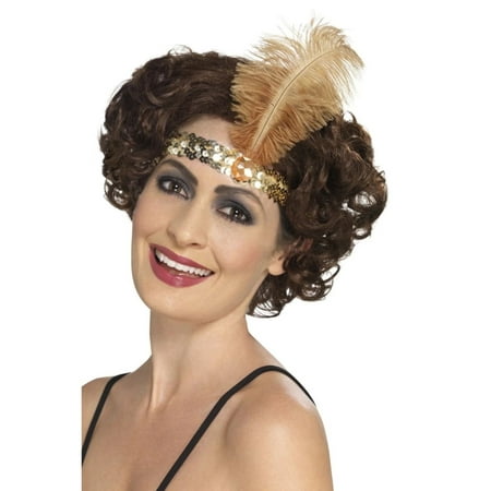 Smiffys 44665 Flapper Headband with Feather - Gold