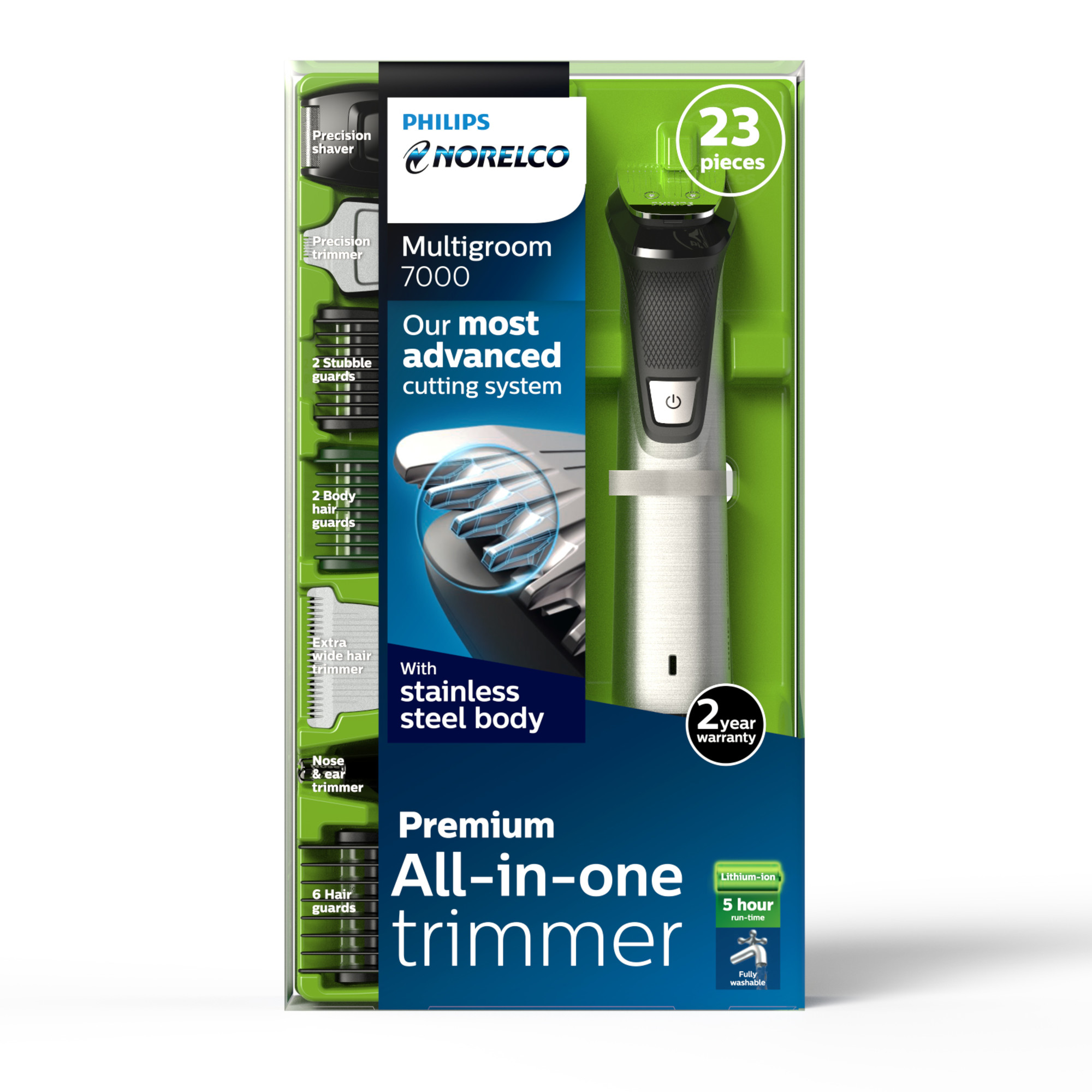 Philips Norelco Multigroom Series 7000 23 Piece Mens Grooming Kit, Trimmer For Beard, Head, Body, and Face - No Blade Oil Needed, MG7750/49 - image 20 of 21