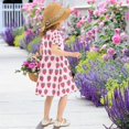 thumbnail image 5 of FORMRS Girls Short Sleeve Dress Summer Casual Round Neck A-line Beach Sundress, Sizes 2T-8T, Cartoon Strawberry, 5 of 8