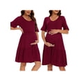 thumbnail image 4 of Women's Maternity Dress Ruffle Short Sleeve Pregnancy Clothes Summer, 4 of 5