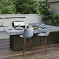thumbnail image 1 of Homy Casa Set of 2 Outdoor Counter Height Bar Stools for Terrace Garden Swimming Pool with Swivel Seats, Ergonomic Upholstery Backrest Faux Wood Metal Legs, Grey, 1 of 6
