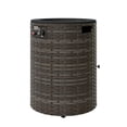 thumbnail image 3 of MeetLeisure 18" Gas Fire Pit Table, 50000 BTU Outdoor Rattan & Wicker Propane Fire Pit Table, with Round Black Steel Tabletop,Black&Brown, 3 of 12