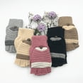 thumbnail image 4 of Guantes de lana de otoño e invierno para hombres y mujeres, guantes cálidos de doble uso con tapa de copo de nieve, guantes de medio dedo tejidos con ciervo, 4 of 6
