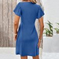 thumbnail image 4 of Twist Front Flowy Mini Dresses Trendy Womens Dress 2026, Mini Dresses for Women 2026 V Neck Short Sleeve A Line Dress, Summer Casual Work T Shirt Sundresses Royal Blue L, 4 of 5
