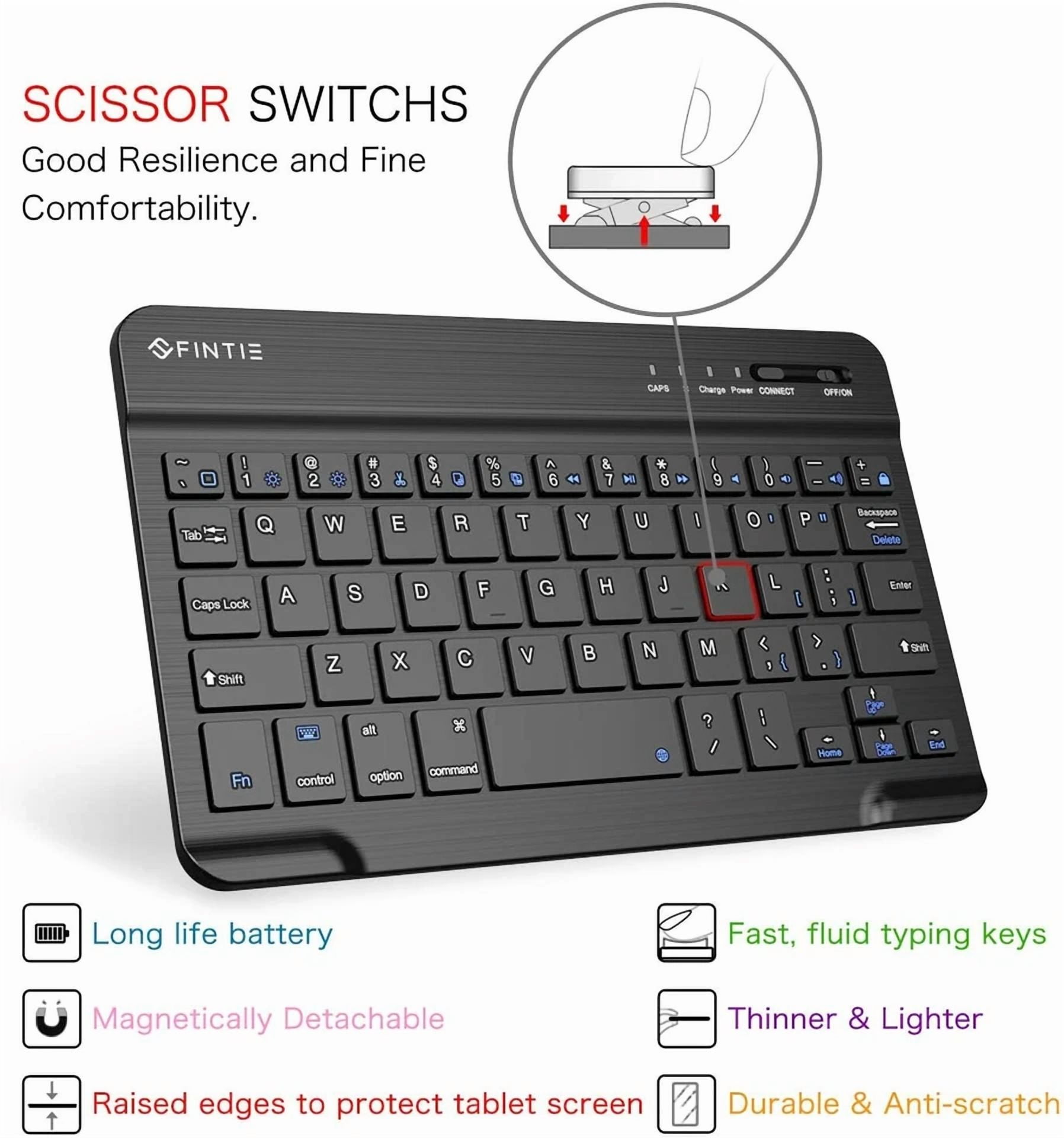 FLORA- 7 Inch Ultrathin (4Mm) Wireless Bluetooth Keyboard For Ios Android Tablet Black