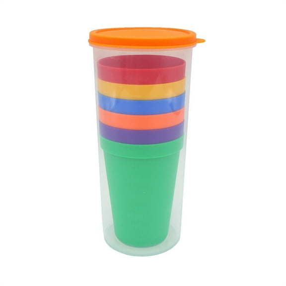 Tutuviw 8 Pcs Reusable Plastic Cup, Drinkware Tumblers Stacking Water Glasses Cups for Drink Party, Event, Wedding - Rainbow Color, 7 oz