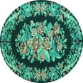 thumbnail image 1 of Ahgly Company Indoor Round Medallion Turquoise Blue French Area Rugs, 5' Round, 1 of 4