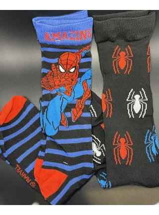 Marvel Avengers Spider-Man Iron Man Captain America Men's 3 pack Crew Socks  Set (Shoe: 6-12 (Sock: 10-13), Blue/Red)