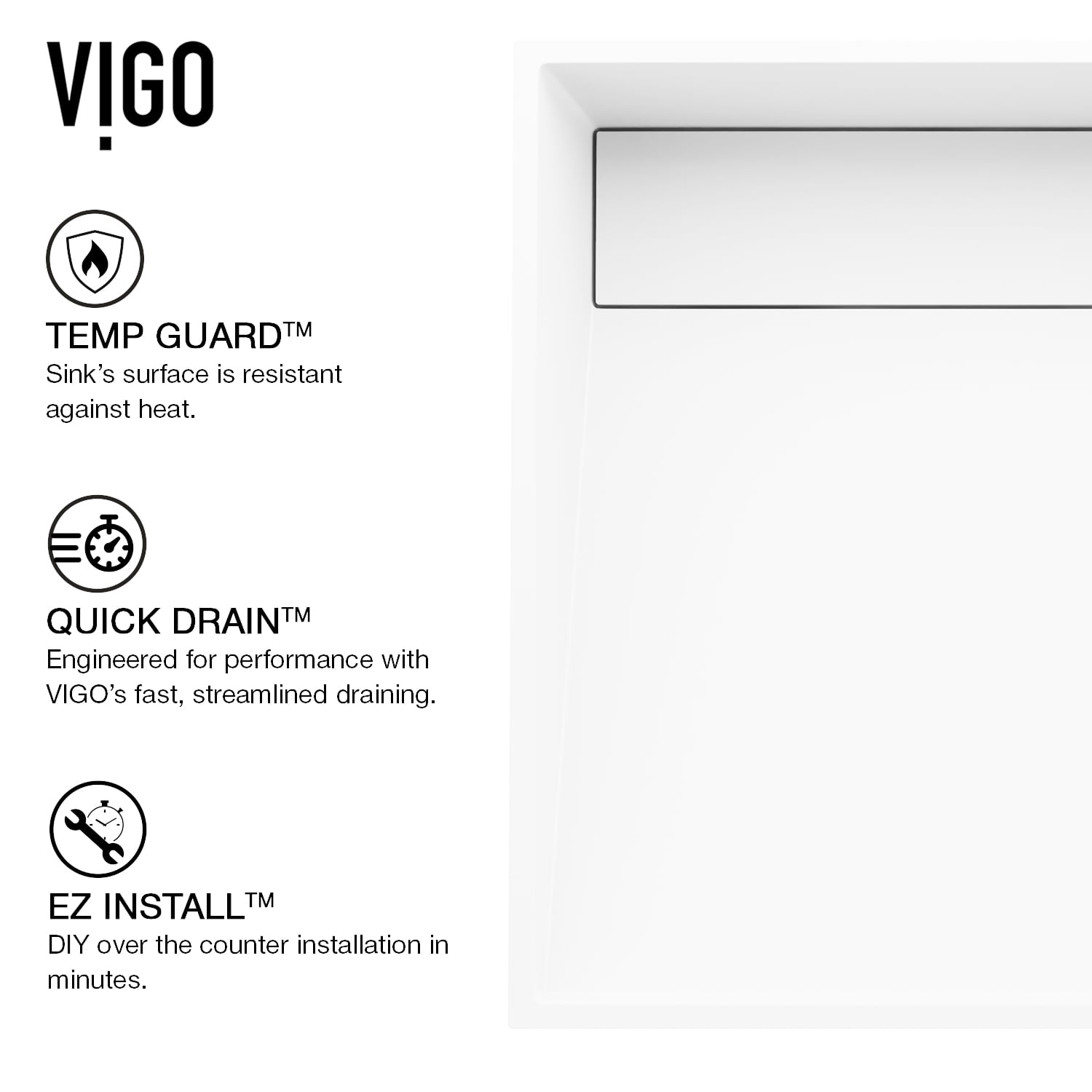 VIGO Starr Modern White Matte Stone 15 in. L x 15 in. W x 5 in. H Square Vessel Bathroom Sink