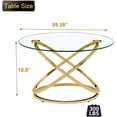 thumbnail image 2 of Gold Glass Coffee Table 39.4 Inch Round Living Room Table, Modern Large Center Table with Ring-Shaped Frames and Transparent Glass Tabletop, Gold, 2 of 13
