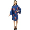 thumbnail image 4 of Bimba Women's Floral Print Royal Blue Bridesmaid Sleepwear Kimono Robe - 8, 4 of 4