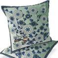 thumbnail image 5 of Set of Two 16" X 16" Green and Brown Peacock Blown Seam Floral Indoor Outdoor Throw Pillow, 5 of 7