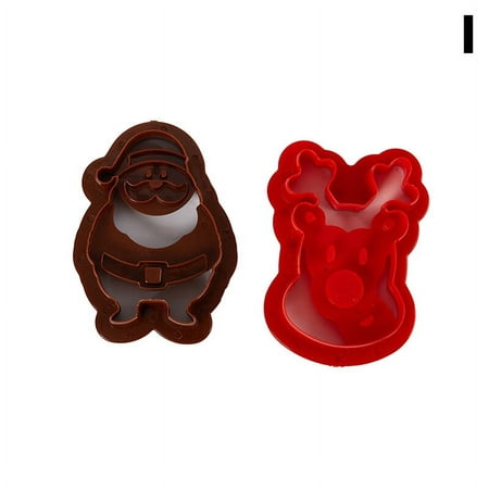 

OKYPET 2pc Festival Cookie Cutters Christmas Stamp Embosser Biscuit Baking Mold Party Diy