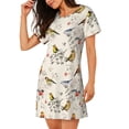 thumbnail image 2 of Logiee Little Birds Print Nightgowns for Women,Soft Short-Sleeved Lightweight Sleepwear, Loose Sleepshirts, 2 of 6