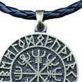 thumbnail image 5 of Collar vikingo Yuyangstore Con Colgante de Escudo Nórdico de acero Para hombre Cuero bronce, 5 of 5