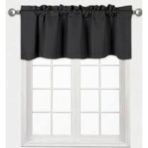 Valance curtain blackout thermal unlined TVLO black valance for kitchen, bathroom, bedroom living room short window rod pocket 54 inch x 18 inch