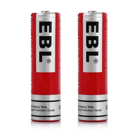 EBL 2-Pack 18650 Battery 3.7v 3000mAh Li-ion Rechargeable (Best 18650 For Vaping)