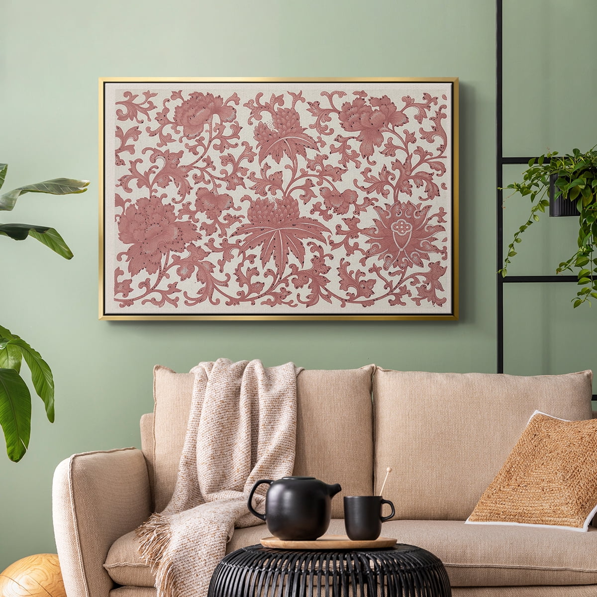 Vintage Abstract Print-XXVIII Framed in Gold Wood Gallery Wrapped Canvas 17 in. x 25 in.