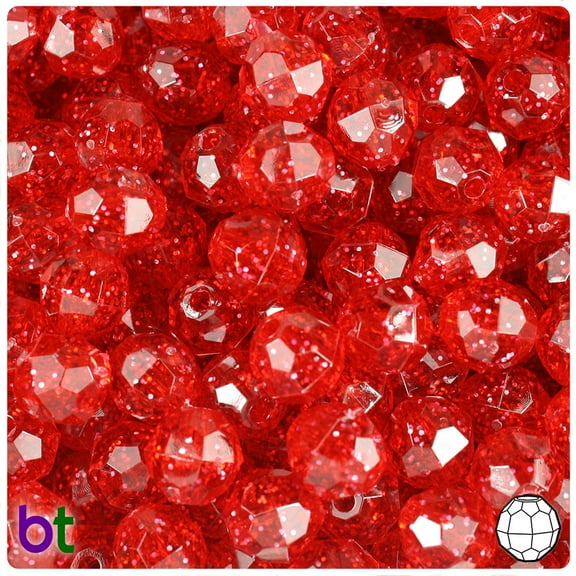 BeadTin Ruby Sparkle 10mm Faceted Round Craft Beads (225pcs)