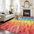 thumbnail image 4 of Rectangle Rug 6x9ft Area Rug, Abstract Rainbow Geometric Area Rugs for Living Room Bedroom, Gradient Diamond Shape Floor Mat Non-Slip Non-Shedding Carpet Indoor Accent Rugs, 4 of 9