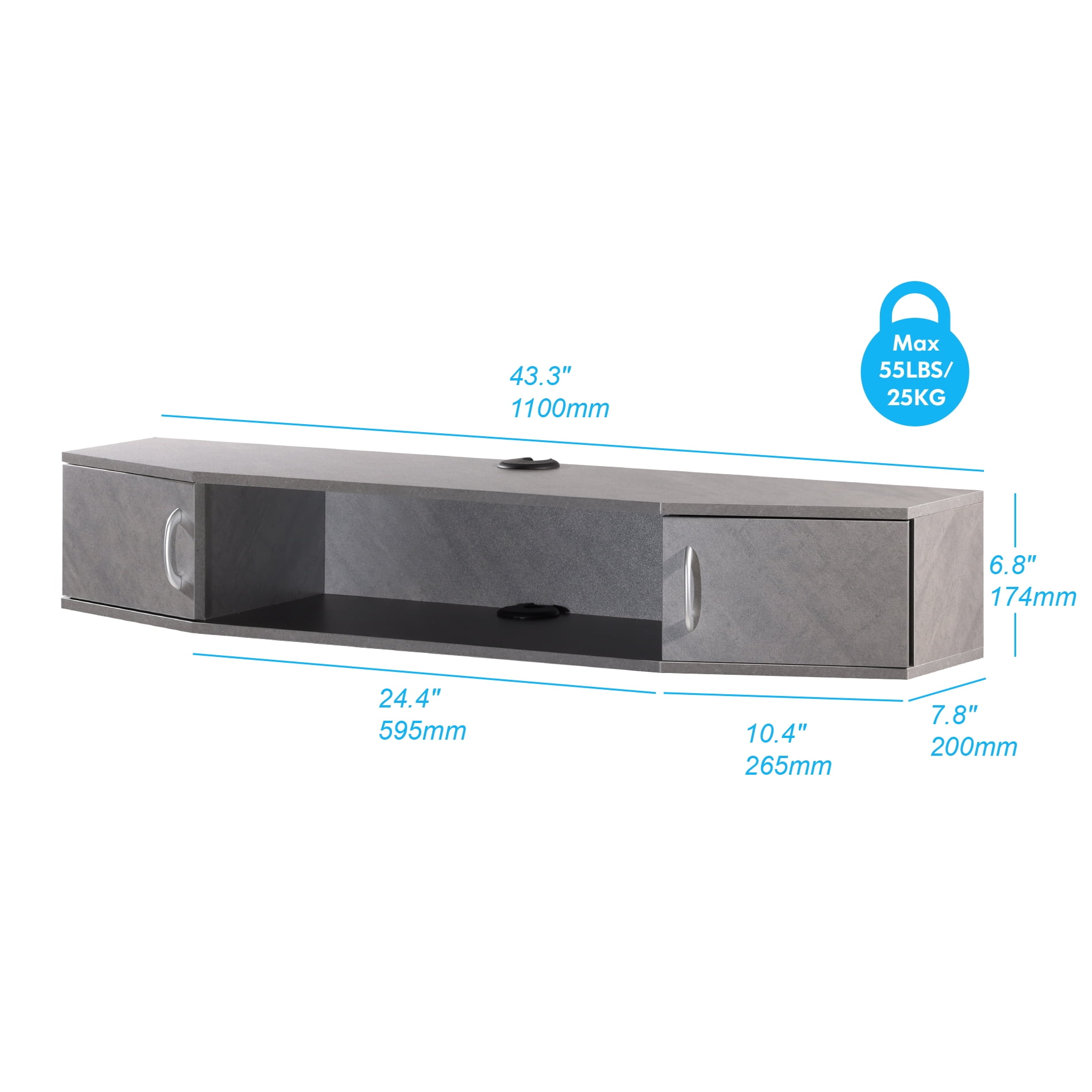 FITUEYES Floating TV Stand for TVs up to 50", Gray