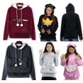thumbnail image 2 of Mewgaroo - Sudadera con capucha para amantes de los gatos, para mujer, informal, con capucha, con diseño de canguro y gato, para mujer, con bolsa, talla grande, 2 of 5