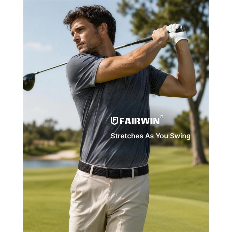 Fairwin Men's Elastic Braided Golf Belt, Black photo 6