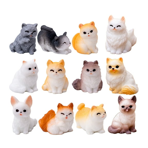 12 Pcs Landscape Cat Cat Statue Mini Cat Figurine Tiny Cat Figurines