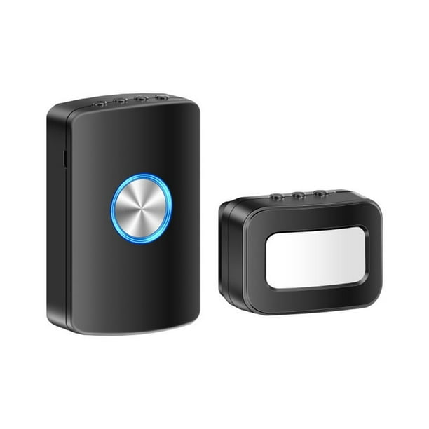Timbre Inalámbrico con Sensor de Movimiento IR de CC para Casa o Tienda, Alerta de Entrada, 45 Tonos, Color Negro.