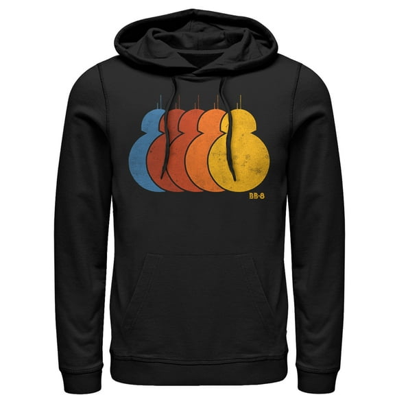 Men's Star Wars The Force Awakens BB-8 Retro Rainbow  Pull Over Hoodie Black Medium