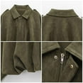 thumbnail image 5 of UTSJKR Faux Suede Jacket Women Cropped Bomber Casual Vintage Coats Lapel Moto Jackets Fashion 2025 Fall Outerwears Army Green S, 5 of 5