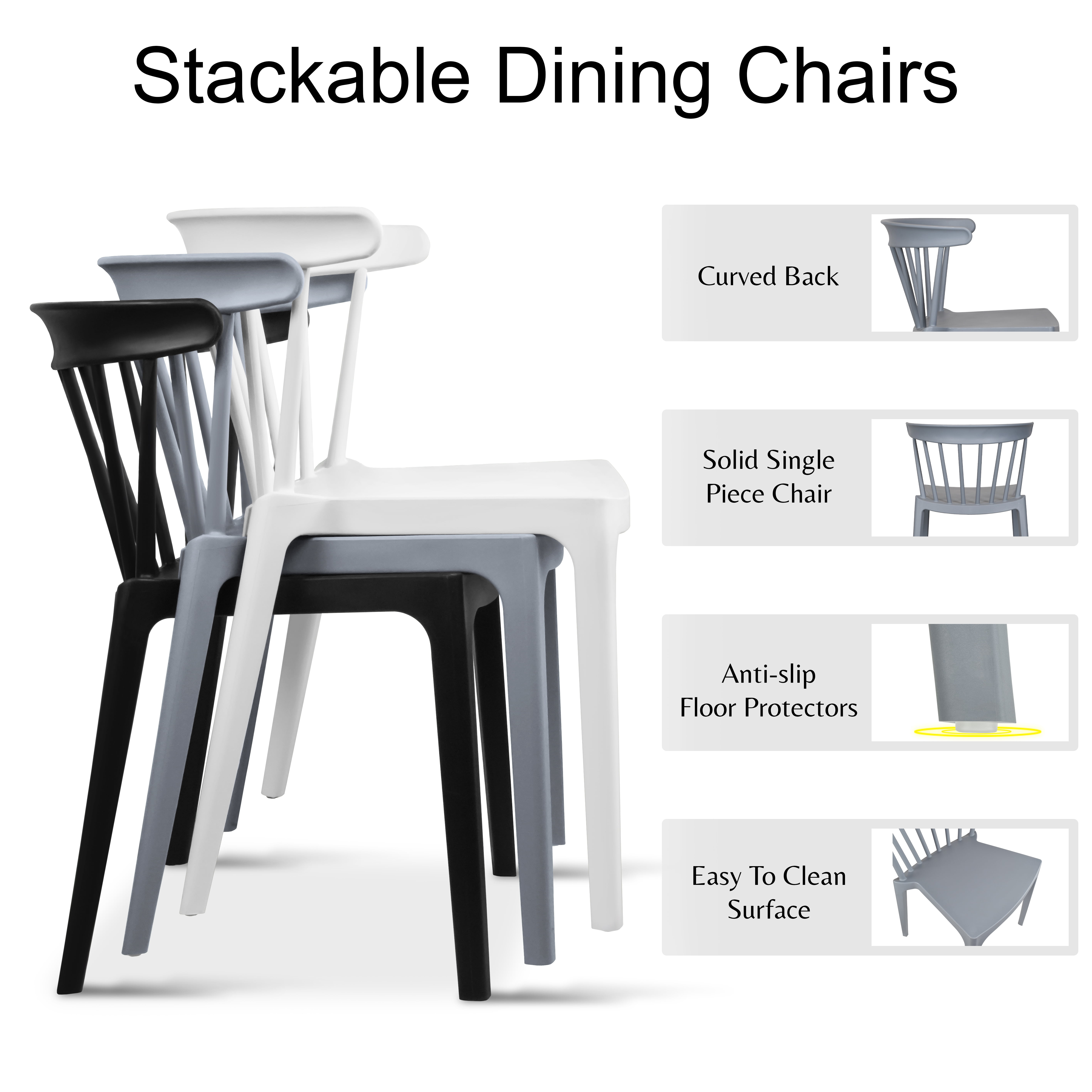 2xhome Stackable Patio Chair | Spindle Slat Back | Weather Resistant Molded Plastic | Lightweight Space Saving Elbow Design for Dining, Kitchen, Indoor, Outdoor, Green, Set of 1, 1 piece