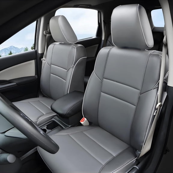 DIKSOAKR Custom Fit Seat Covers for Honda CRV 2015 2016 Faux Leather Car Seat Cover Full Set CR-V Seat Protector (5 Seats,Gray)