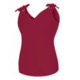 thumbnail image 6 of Womens Tank Tops $4.98 Plus Size Solid Sleeveless V-Neck Bow Casual Tank Vest Wine L, 6 of 6