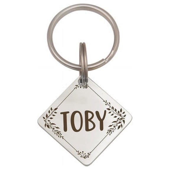 Anavia Stainless Steel Double Sided Diamond Name - Frame Engraved Dog & Cat ID Tag, Silver, L