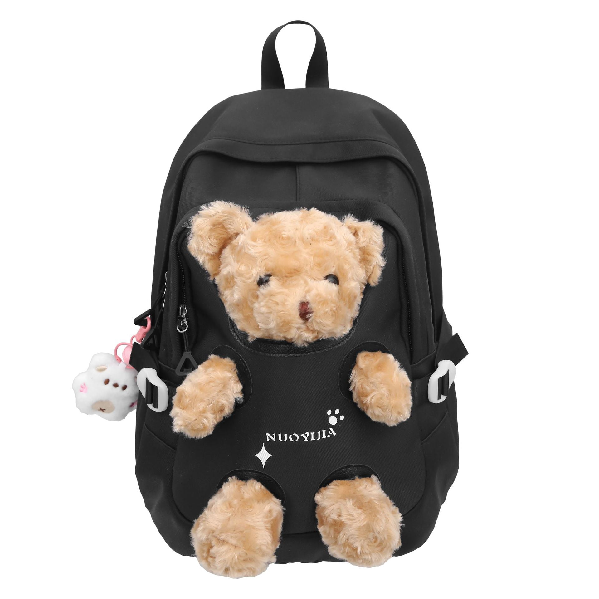 Cute Kawaii Backpack, 3D Bear Plush Backpack, Detachable Bear Backpack, Nylon Ita Bag, Large Capacity Daypack, Lightweight Backpack, Backpack with Pins Accessories, Casual Backpack for Adults