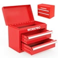 thumbnail image 1 of Caja de herramientas WORKPRO Mini de metal con 2 cajones y almacenamiento superior, 1 of 8