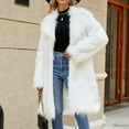 thumbnail image 4 of Penkiiy Women's Long Lapel Faux fur Jacket Shaggy Coat Warm Outerwear Cardigan Faux Fur Coat White, 4 of 6