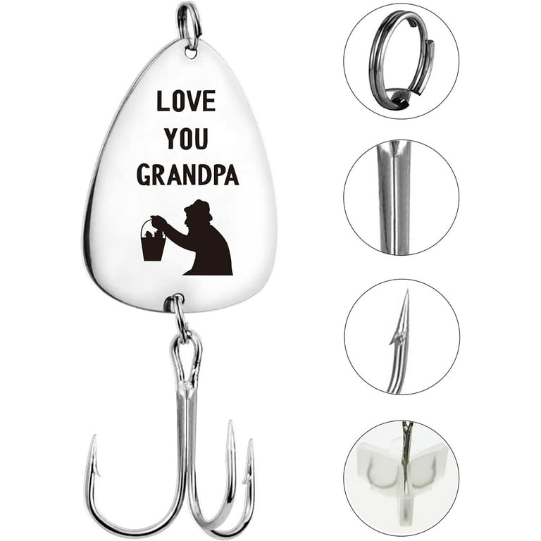 Love You Grandpa Engraved Fishing Hook with Gift Box Metal Treble Fishhooks  Fishing Circle Hook with Gift Box Fishing Lures Hook Fishing Tackle for  Father's Day Birthday Gift 