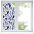 thumbnail image 2 of Purple Leaves Window Privacy Film, Spring Plants Rustic Vintage Botanical Static Cling UV Sun Blocking Tint Film Heat Control Windows Films for Bedroom Bathroom, Window Stickers 17.7"x39.3", 2 of 8