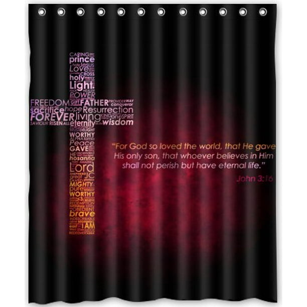 GreenDecor Jesus Christ Christian Cross Waterproof Shower Curtain Set