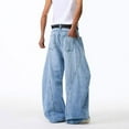 thumbnail image 7 of Men's Baggy Jeans Y2k Hip Hop Denim Pants Vintage Jeans Loose Fit Cargo Jeans Streetwear Light Blue XL, 7 of 7