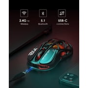 GravaStar Mercury M2 Wireless Gaming Mouse with 26,000 DPI, PAW3395DM Sensor -79g Lightweight Hollowed-Out Design -5 Programmable Buttons -5 Dynamic Lightsync RGB - Stealth Black