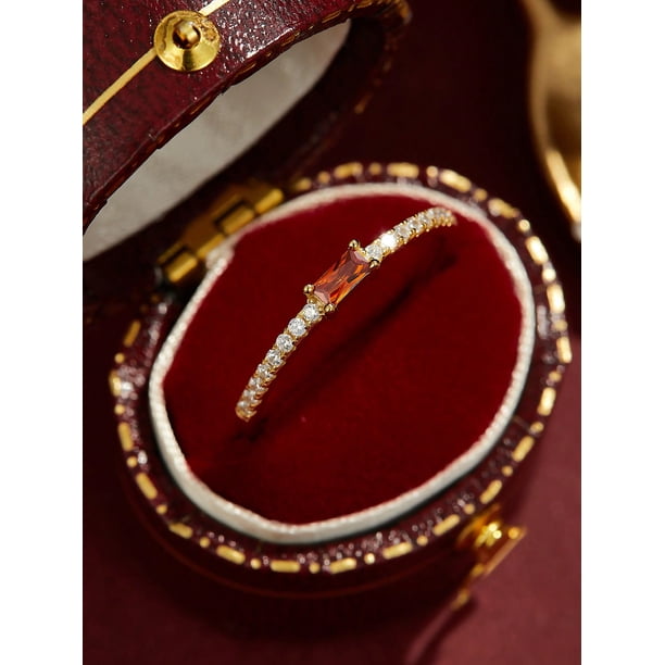 1pc Simple 925 Silver Ring With Stone And 18k Gold Plating, Ideal For Women's Everyday, Vacation And Dating Wear, Gift