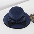 thumbnail image 2 of CYSFASHION Sun Hats for Women Vintage Roll Up Cool Casual Short Brim Felt Bucket Hat Navy, 2 of 8