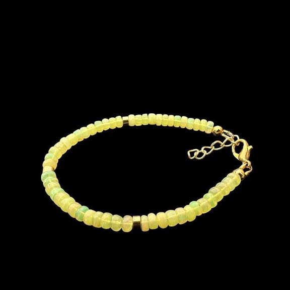 Yellow Opal Bracelet: Handmade Gemstone Jewelry, Gold Finish