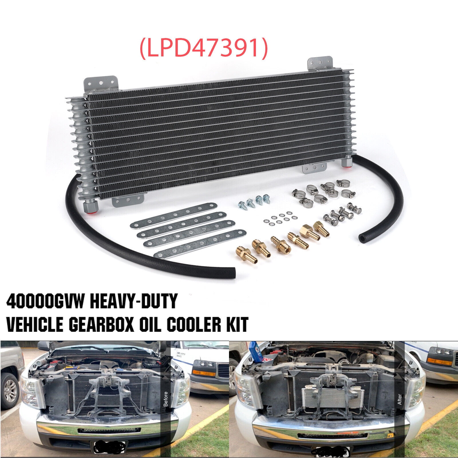 Tru-Cool  Heavy Duty 40,000 GVW Transmission Oil Cooler Low Pressure Drop LPD 47391  with Mount