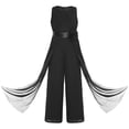 thumbnail image 1 of renvena Kids Girls Flower Wedding Party Bodysuit Ruffled Chiffon Pageant Banquet Rompers Summer Wide Leg Pants Jumpsuit Playsuit with Detachable Embellishment Black 10, 1 of 5