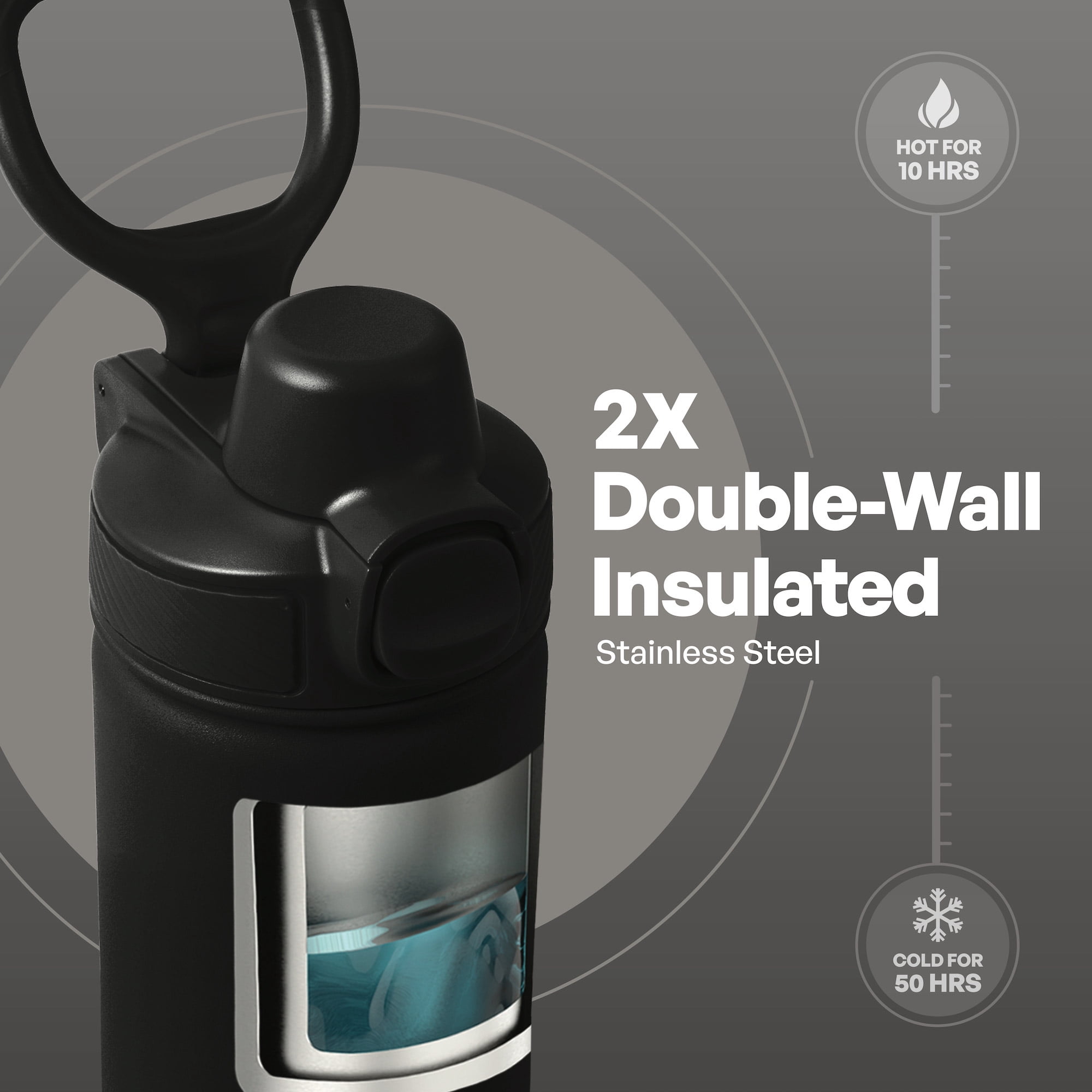 TAL 28oz Stainless Steel Ranger Push Lock Lid Water Bottle, Black
