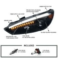 thumbnail image 3 of Spec-D Tuning Glossy Black Smoke Projector Headlights w/ Sequential LED Signal Tube Compatible with 2015-2018 Ford Focus, Left + Right Pair Headlamps Assembly, 3 of 5
